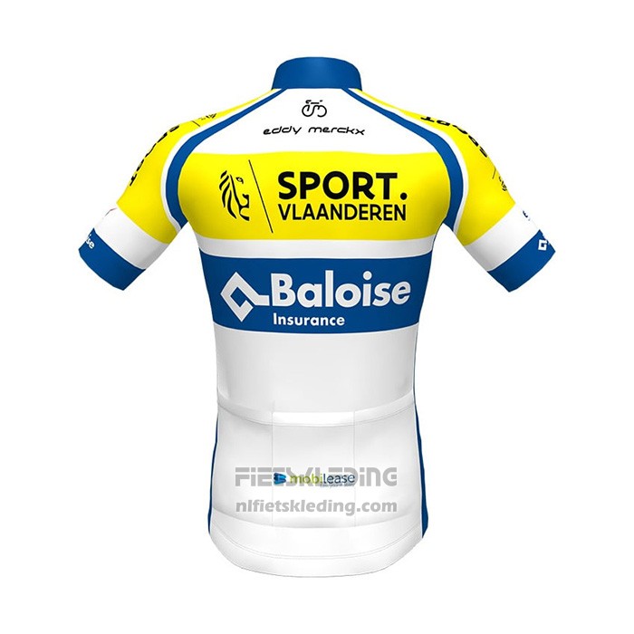2021 Fietskleding Sport Vlaanderen-baloise Blauw Wit Geel Korte Mouwen en Koersbroek